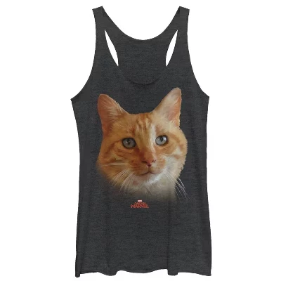 Women's  Captain  Goose Cat Portrait Racerback Tank Top black