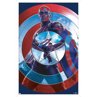 Marvel Капитан Америка: О дивный Новый мир - Настенный плакат в рамке со щитом белого цвета