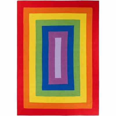 Разноцветный ковер из коллекции Rainbow Wool, сплетенный вручную из радужной шерсти