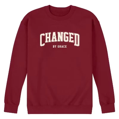 Мужская флисовая толстовка с графическим принтом Changed By Grace Collegiate гранатового цвета.