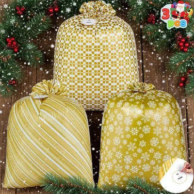 Подарочные мешки Joyfy 44″×36″, золотые, 3 шт.
