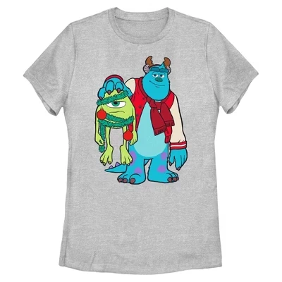 Женская футболка Monsters Inc с рождественскими друзьями Салли и Майком, спортивная Хизер