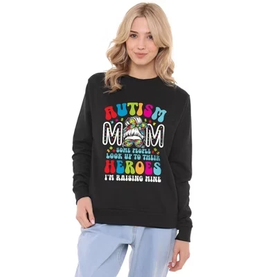 Женская толстовка Outism Moms Raising Heroes Crew черного цвета