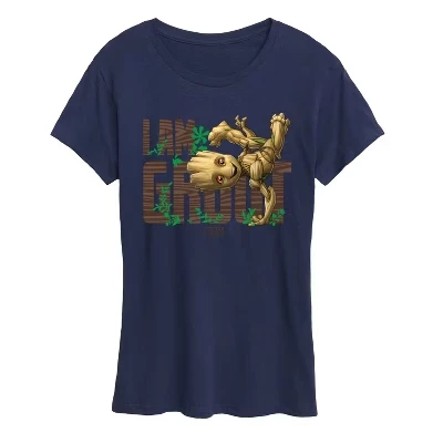Женская футболка Guardians of the Galaxy I Am Groot с коротким рукавом и рисунком, синяя