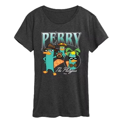 Женская футболка Perry Platapus Bootleg с коротким рукавом и графическим рисунком heather charcoal
