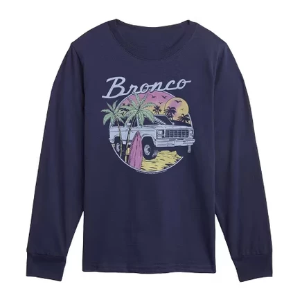 Пляжная футболка Bronco с длинным рукавом и рисунком темно-синего цвета