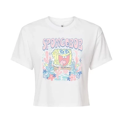 Женская укороченная футболка SpongeBob Cute Pastel, белая