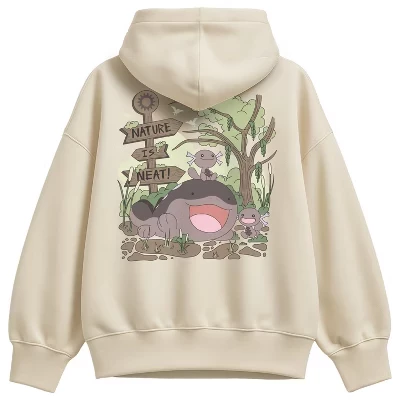 Женская - Pokémon - Nature Is Neat Swamp, флисовая толстовка с капюшоном оверсайз кремового цвета