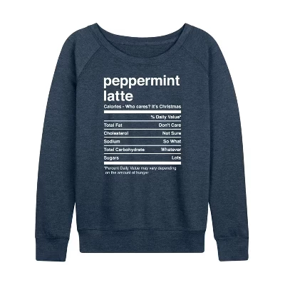 Женская футболка Peppermint Latte Nutrition, легкая махровая рубашка с широким вырезом и длинными рукавами, цвет хизер индиго