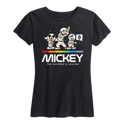 Женская футболка disney mickey universe calling с принтом, черная