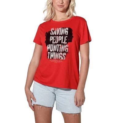 Women's  Sam Dean Silhouette Saving People Loose T-Shirt red