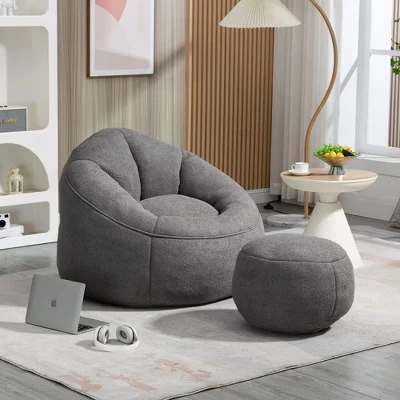 Постельное белье Bean Bag Диван-кресло из пенопласта высокого давления Bean Bag Кресло для взрослых с мягкой поролоновой обивкой Спрессованный Bean Bag с подставкой для ног