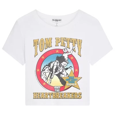 Женский укороченный топ Tom Petty Way Out West Dylan с коротким рукавом белого цвета
