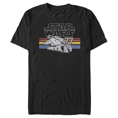 Мужская футболка в полоску в стиле ретро A New Hope Millennium Falcon 77, черная