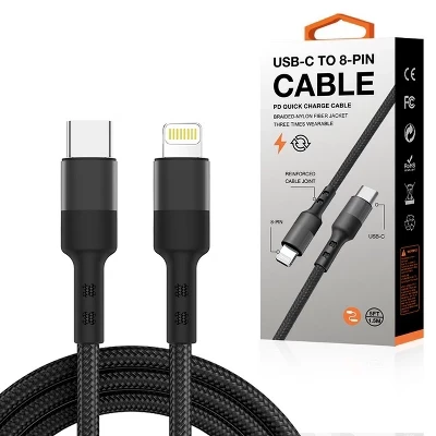 Кабель Reiko USB-C — Lightning, 1,5 м, черный