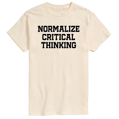 Men's -  - Normalize Critical Thinking Short Sleeve Graphic T-Shirt cream