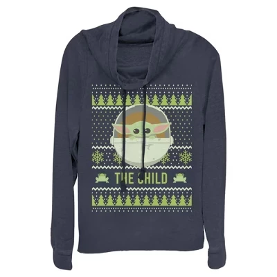 Женская толстовка с капюшоном Mandalorian Ugly Christmas The Child Frog для юниорок