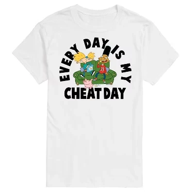 Мужская футболка с коротким рукавом Cheat Day с графическим рисунком белого цвета