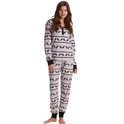 Женский утепленный пижамный комплект из 2 предметов в клетку Buffalo -Jogger Winter Christmas PJs moose love