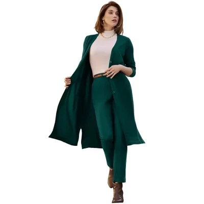 Женский кардиган Jessica London Fine Gauge, зеленый
