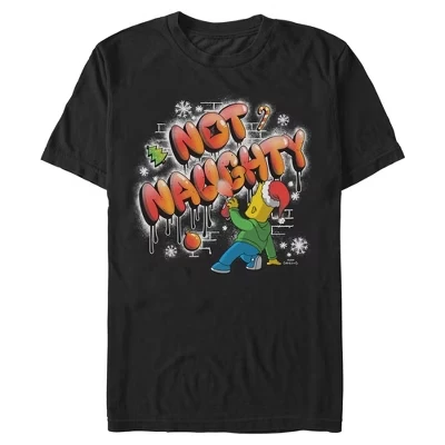 Мужская футболка с рисунком Барта на стене Not Naughty Wall Drawing черная