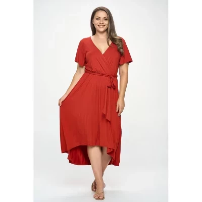Женское платье WEST K Womens Georgia Plus размера плюс с развевающимися рукавами и высоким низким подолом из тонкой ржавчины