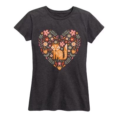 Женская осенняя футболка с коротким рукавом Scandinavian Fox и графическим рисунком heather charcoal