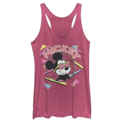 Женские солнцезащитные очки Mickey & Friends 90-х годов, майка-рюкзак Mickey Racerback розового цвета
