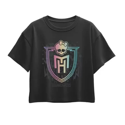 Футболка для девочек Monster High Rainbow Shield, черная