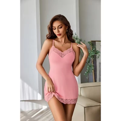 Женское нижнее белье Babydoll, женское нижнее платье с кружевной отделкой, платье для сна на бретельках крест-накрест, женское белье misty rose