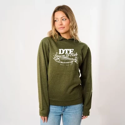 Толстовка DTF Down To Fish с капюшоном оливкового цвета