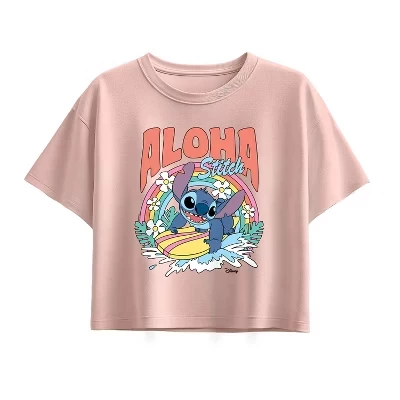 Детская футболка Disney Aloha Stitch Rainbow Surf, розовая