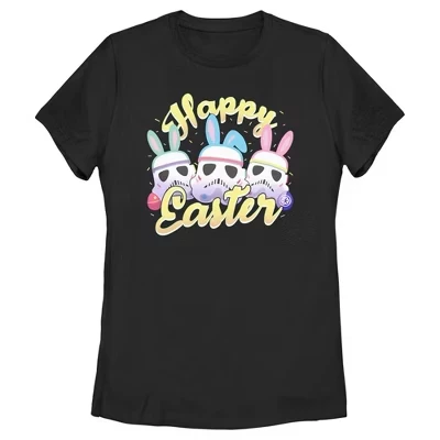 Женская футболка Happy Easter Stormtroopers черного цвета
