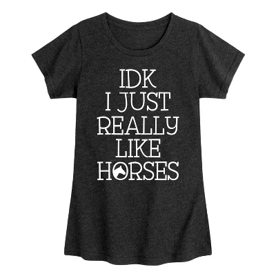 Приталенная футболка с коротким рукавом и рисунком Idk I Like Horses