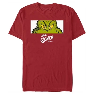 Мужская укороченная футболка Dr. Seuss Grinch Eyes cardinal