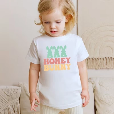 Футболка с короткими рукавами для малышей Honey Bunny Bunny Tails белая