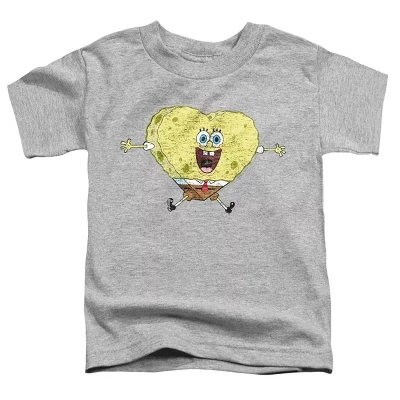 Toddler Boys' Spongebob Squarepants Valentine's Day Heart Shaped Sponged T-Shirt athletic heather