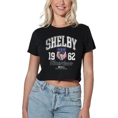Женская укороченная футболка Snake American Shield Crop Top черного цвета