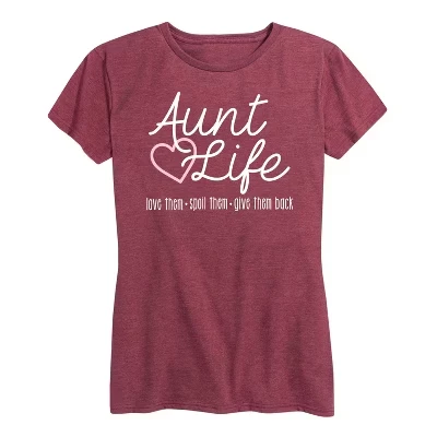Женская футболка Instant Message Aunt Life, бордовая