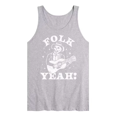 Мужская майка с графическим рисунком Guitar Skeleton Folk Yeah athletic heather