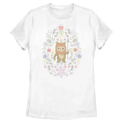 Женская футболка Ewok Spring Flowers белого цвета