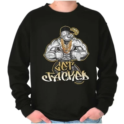 Мужская или женская толстовка Urban Popeye Get Jacked Muscle черного цвета с лицензией