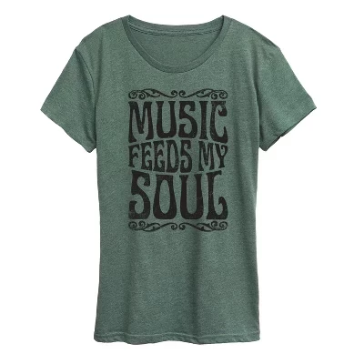Женская футболка Instant Message Music Feeds Soul, меланжевая