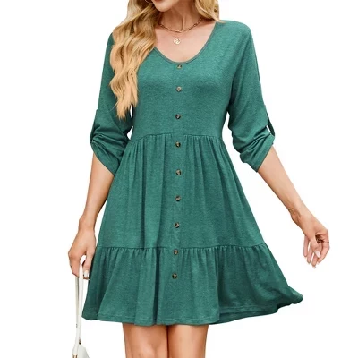 Женское платье Yesfashion миди с рукавами, зеленое