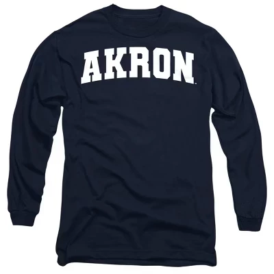 Мужская футболка с логотипом University of Akron Arch с длинным рукавом темно-синего цвета