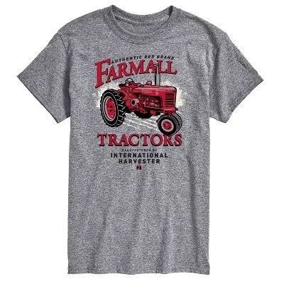 Мужская винтажная футболка Farmall Red от бренда Tractors с коротким рукавом и графическим рисунком athletic heather