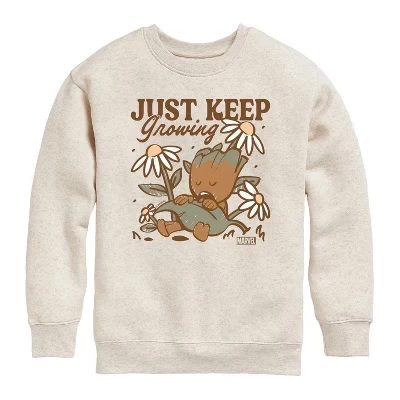 Boys' - Guardians Of The Galaxy - Groot Keep Growing Graphic Long Sleeve Fleece Sweatshirt natural