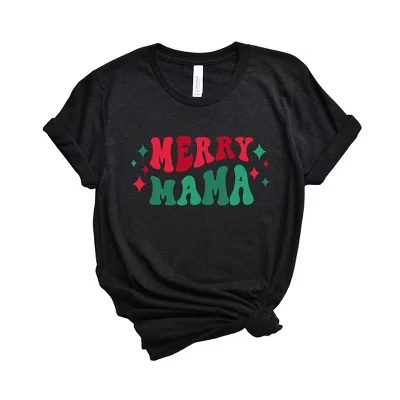Женская футболка с коротким рукавом и рисунком Merry Mama Stars, черная