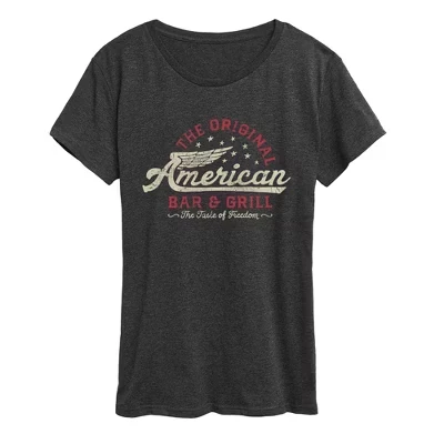 Женская футболка Instant Message American Bar & Grill, меланжевая графитовая