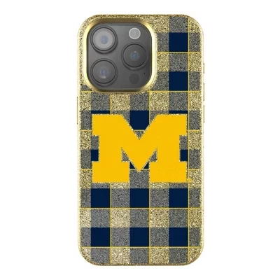 Чехол для мобильного телефона NCAA Big Ten Universities в клетку с золотыми побрякушками для Apple iPhone michigan wolverines